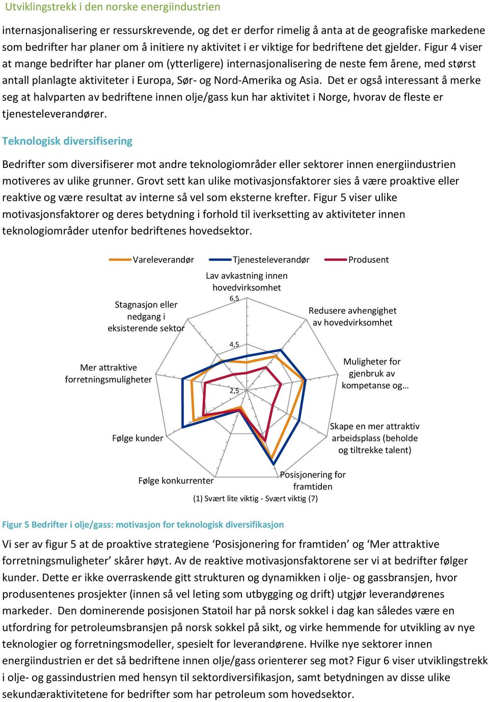 Figur 4 viser at mange bedrifter har planer om (ytterligere) internasjonalisering de neste fem årene, med størst antall planlagte aktiviteter i Europa, Sør- og Nord-Amerika og Asia.