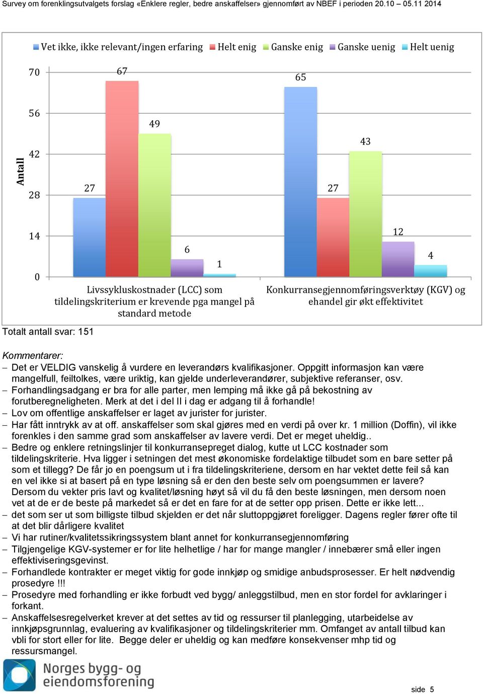 krevende pga mangel på standard metode 6 1 12 Konkurransegjennomføringsverktøy (KGV) og ehandel gir økt effektivitet 4 Kommentarer: Det er VELDIG vanskelig å vurdere en leverandørs kvalifikasjoner.