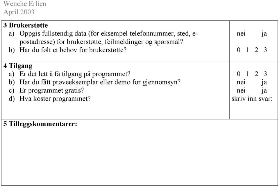 4 Tilgang a) Er det lett å få tilgang på programmet?