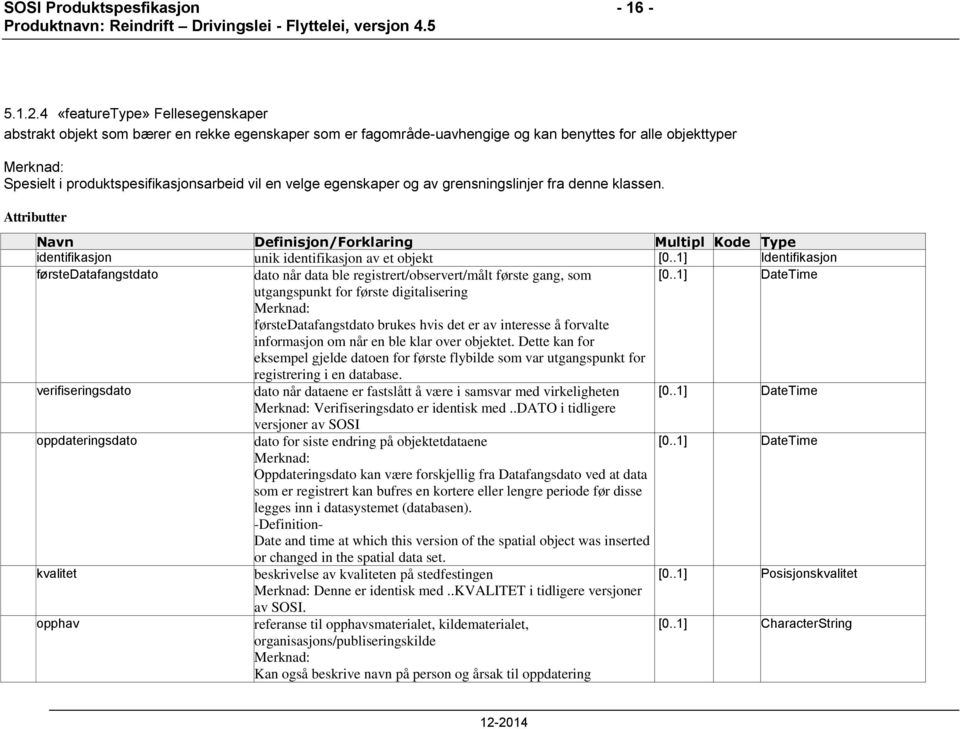 velge egenskaper og av grensningslinjer fra denne klassen. Attributter Navn Definisjon/Forklaring Multipl Kode Type identifikasjon unik identifikasjon av et objekt [0.