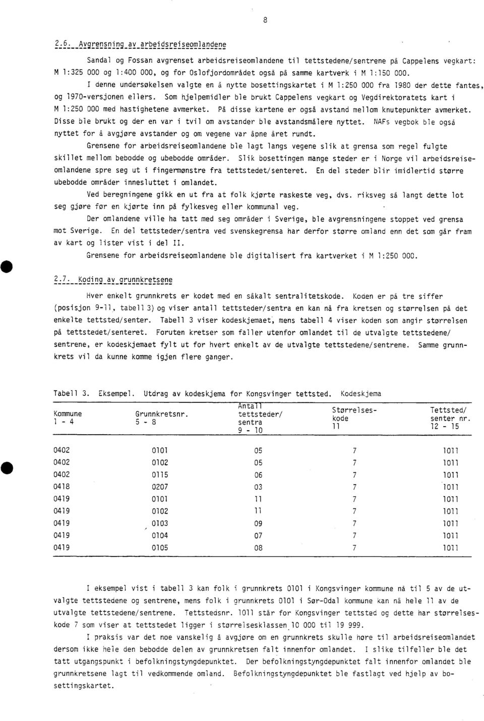 kartverk i M 1:150 000. I denne undersøkelsen valgte en å nytte bosettingskartet i M 1:250 000 fra 1980 der dette fantes og 1970-versjonen ellers.