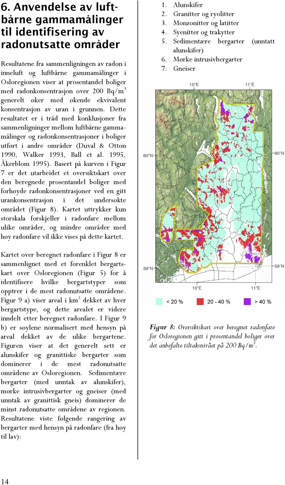 Dette resultatet er i tråd med konklusjoner fra sammenligninger mellom luftbårne gammamålinger og radonkonsentrasjoner i boliger utført i andre områder (Duval & Otton 1990, Walker 1993, Ball et al.