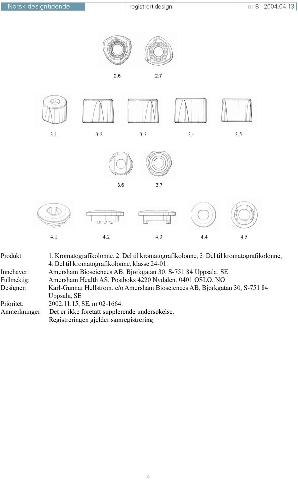 Innehaver: Amersham Biosciences AB, Bjørkgatan 30, S-751 84 Uppsala, SE Fullmektig: Amersham Health AS, Postboks 4220 Nydalen, 0401 OSLO, NO