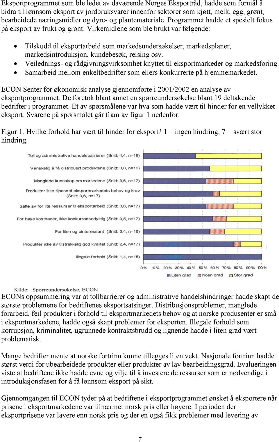 Virkemidlene som ble brukt var følgende: Tilskudd til eksportarbeid som markedsundersøkelser, markedsplaner, markedsintroduksjon, kundebesøk, reising osv.