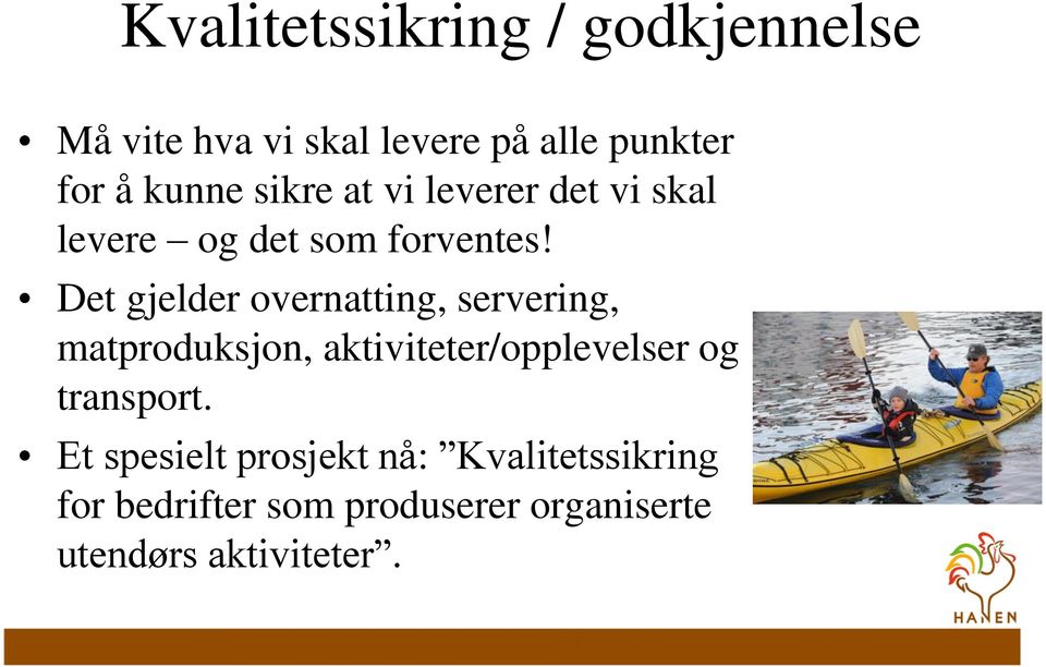 Det gjelder overnatting, servering, matproduksjon, aktiviteter/opplevelser og