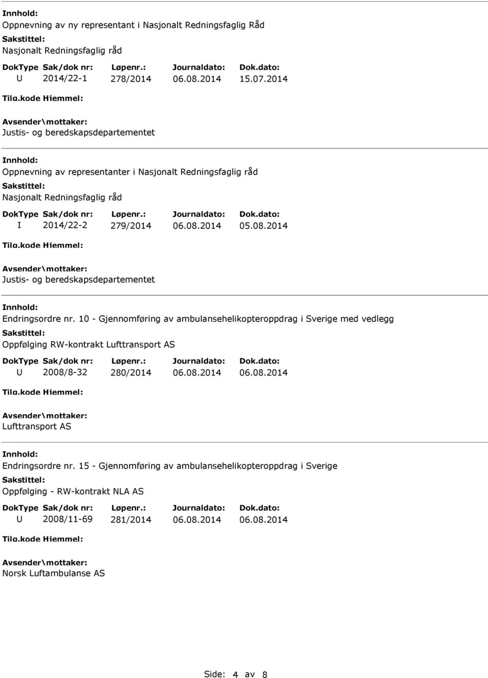 279/2014 Justis- og beredskapsdepartementet Endringsordre nr.