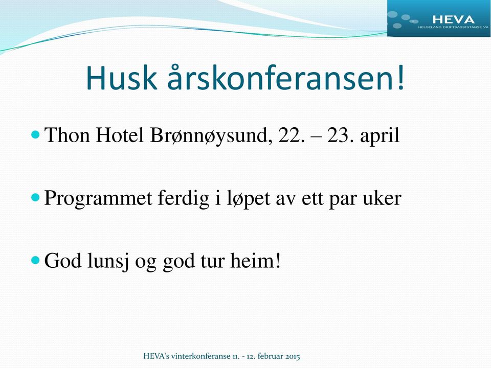 april Programmet ferdig i løpet