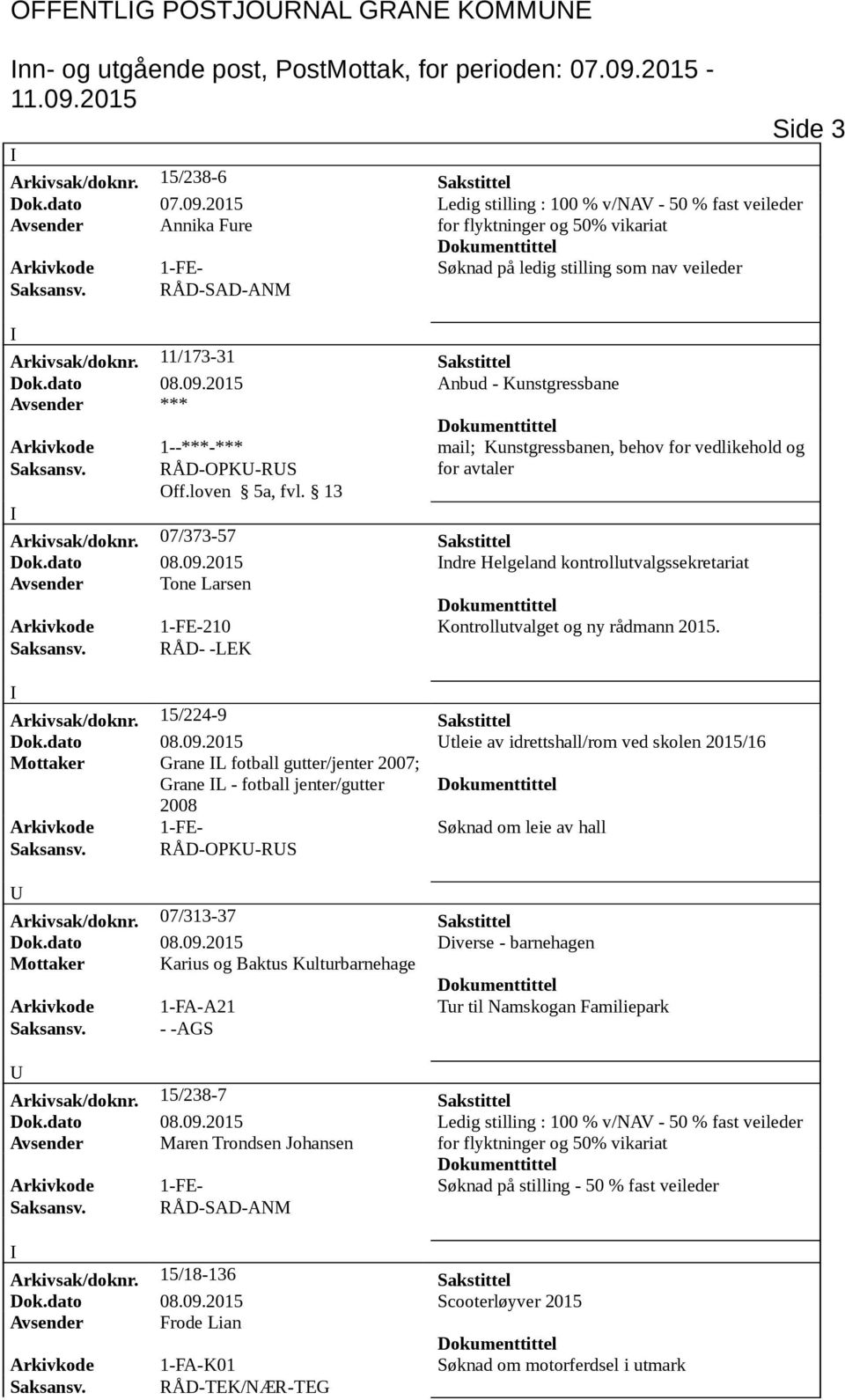 2015 Ledig stilling : 100 % v/nav - 50 % fast veileder Avsender Annika Fure for flyktninger og 50% vikariat Arkivkode 1-FE- Søknad på ledig stilling som nav veileder Arkivsak/doknr.