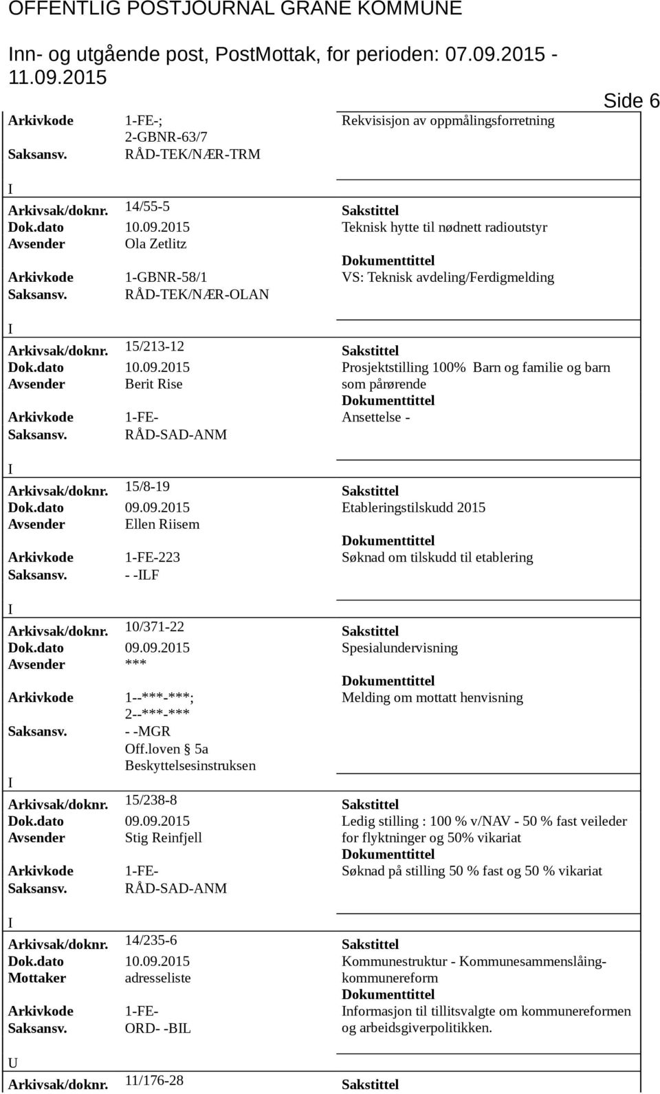 2015 Teknisk hytte til nødnett radioutstyr Avsender Ola Zetlitz Arkivkode 1-GBNR-58/1 VS: Teknisk avdeling/ferdigmelding Arkivsak/doknr. 15/213-12 Sakstittel Dok.dato 10.09.