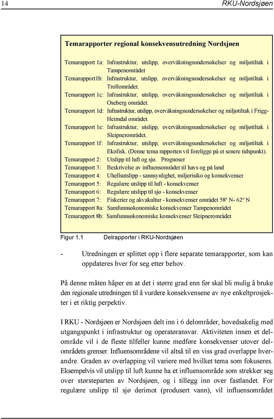 Temarapport 1d: Infrastruktur, utslipp, overvåkningsundersøkelser og miljøtiltak i Frigg- Heimdal området.