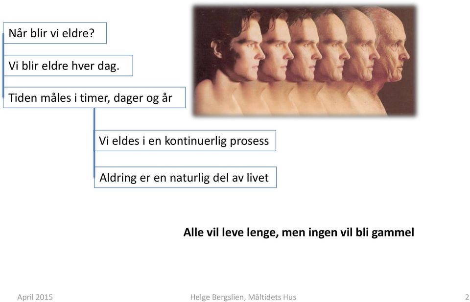 kontinuerlig prosess Aldring er en naturlig del av livet
