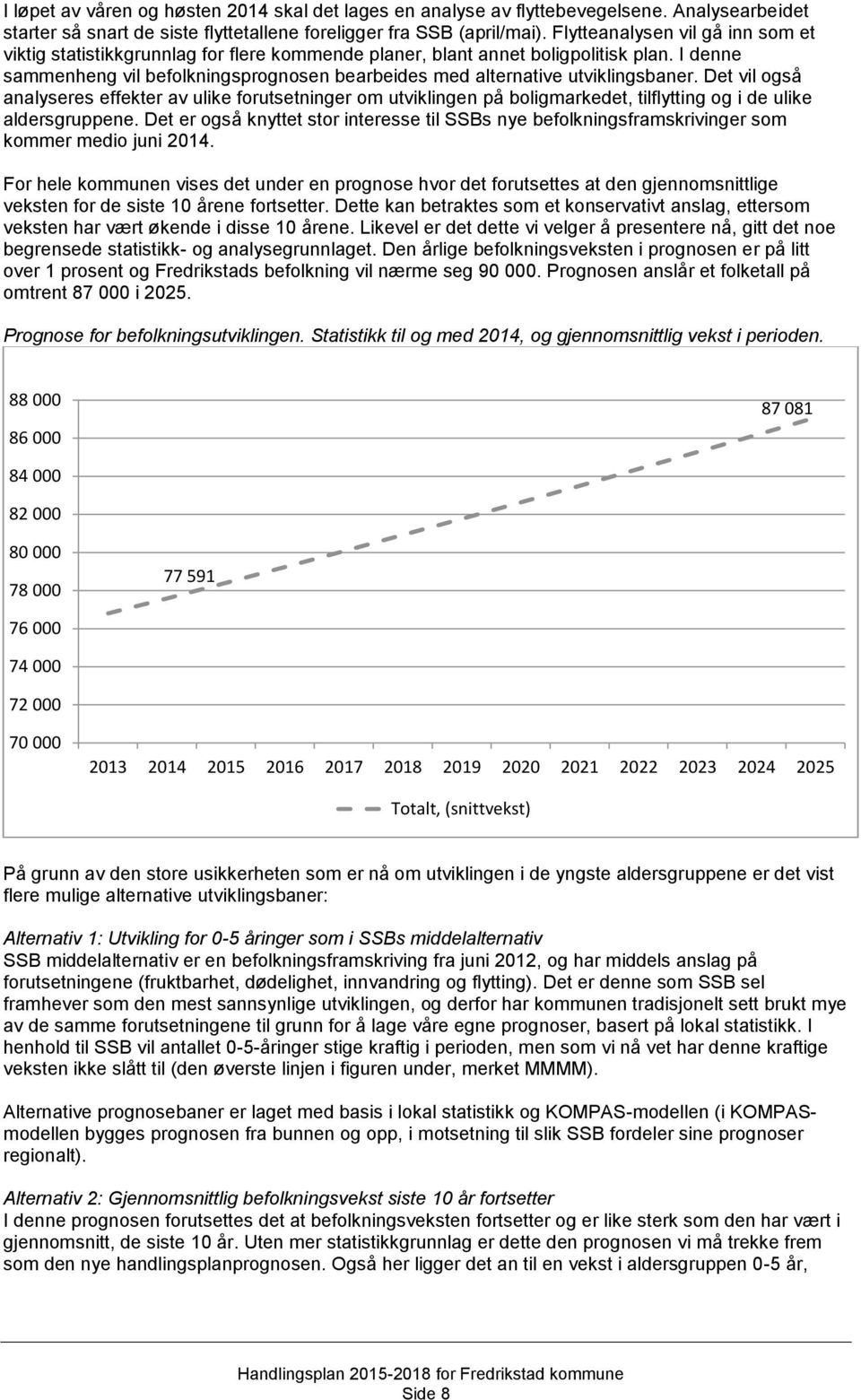 I denne sammenheng vil befolkningsprognosen bearbeides med alternative utviklingsbaner.