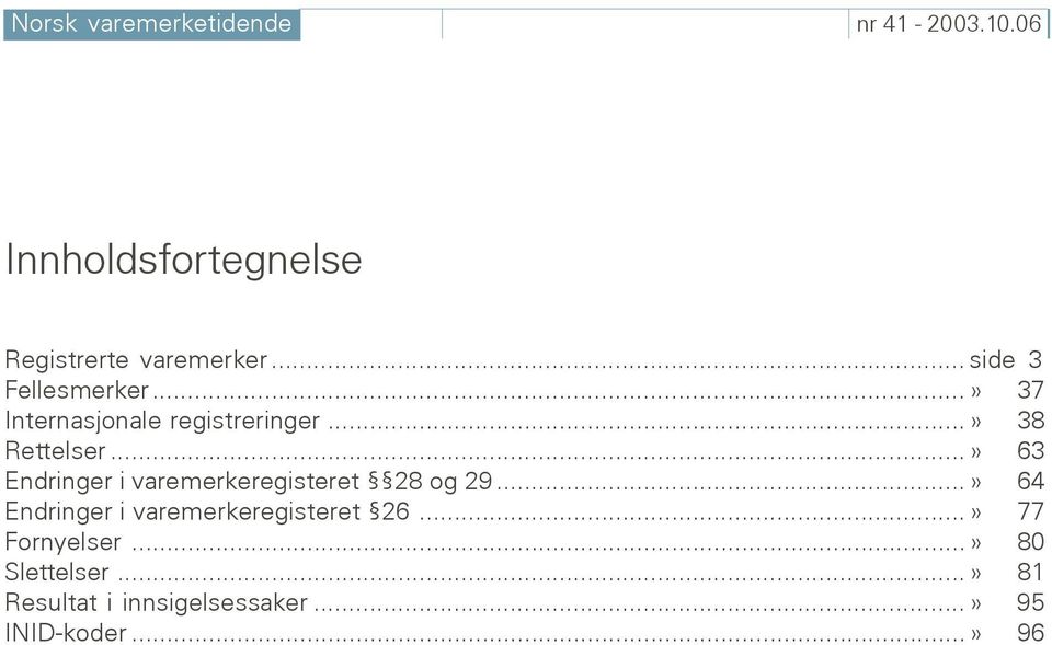 ..» 63 Endringer i varemerkeregisteret 28 og 29.