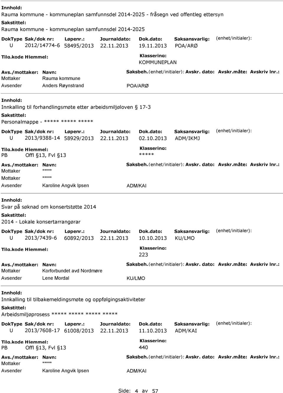 : Rauma kommune Anders Røynstrand POA/ARØ nnkalling til forhandlingsmøte etter arbeidsmiljøloven 17-3 Personalmappe - 2013/9388-14 58929/2013 02.10.2013 ADM/KMJ PB Avs.