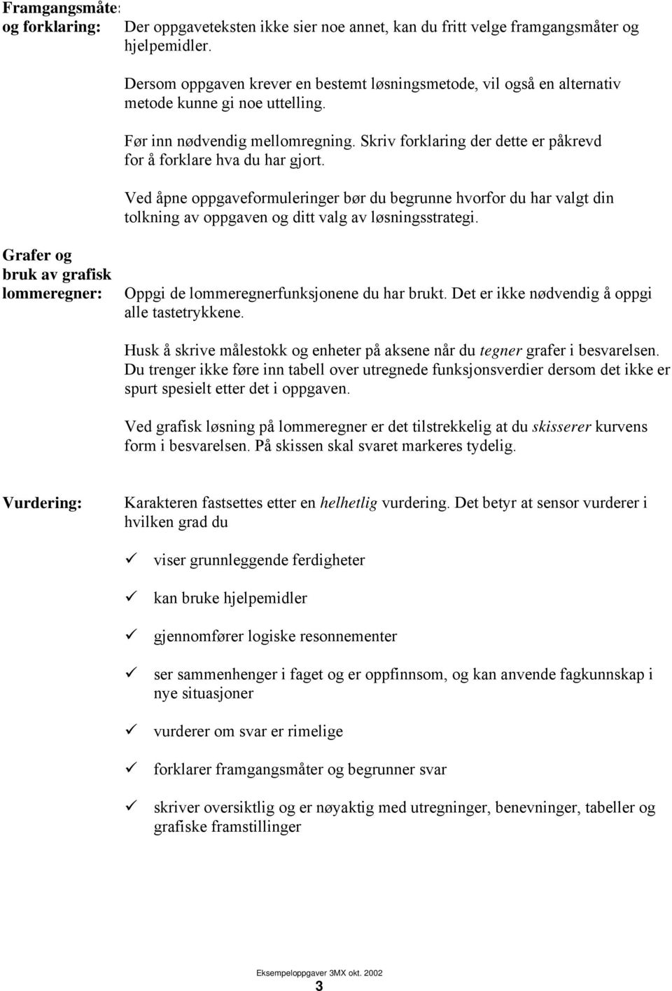 Ved åpne oppgavefomuleinge bø du begunne hvofo du ha valgt din tolkning av oppgaven og ditt valg av løsningsstategi. Gafe og buk av gafisk lommeegne: Oppgi de lommeegnefunksjonene du ha bukt.