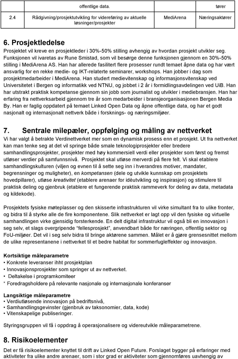 Funksjonen vil ivaretas av Rune Smistad, som vil besørge denne funksjonen gjennom en 30%-50% stilling i MediArena AS.