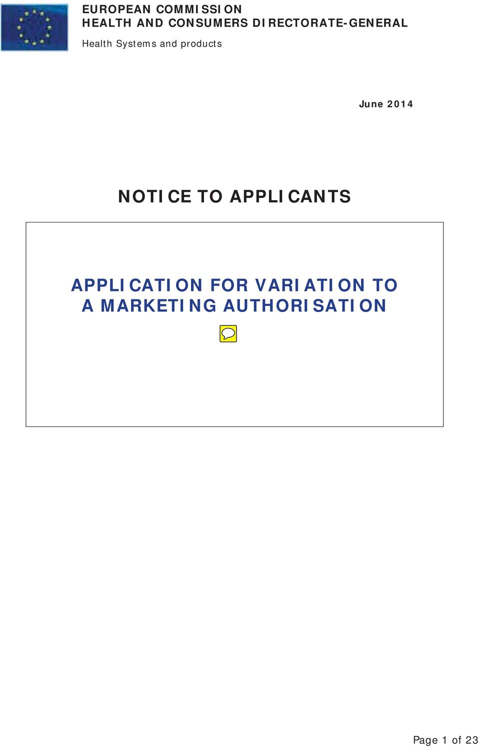 June 2014 NOTICE TO APPLICANTS APPLICATION FOR