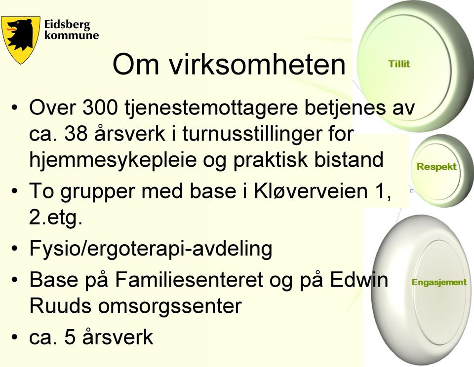 bistand To grupper med base i Kløverveien 1, 2.etg.