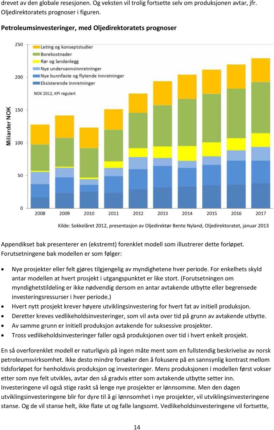 forenklet modell som illustrerer dette forløpet. Forutsetningene bak modellen er som følger: Nye prosjekter eller felt gjøres tilgjengelig av myndighetene hver periode.