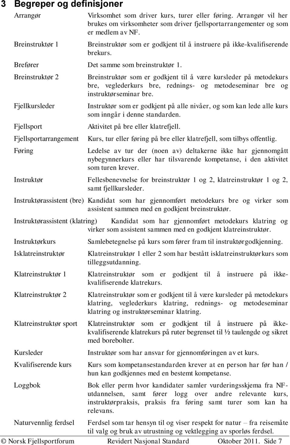 Breinstruktør 2 Fjellkursleder Fjellsport Fjellsportarrangement Føring Breinstruktør som er godkjent til å være kursleder på metodekurs bre, veglederkurs bre, rednings- og metodeseminar bre og