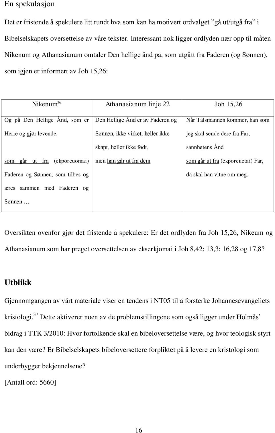 linje 22 Joh 15,26 Og på Den Hellige Ånd, som er Herre og gjør levende, som går ut fra (ekporeuomai) Faderen og Sønnen, som tilbes og æres sammen med Faderen og Sønnen Den Hellige Ånd er av Faderen