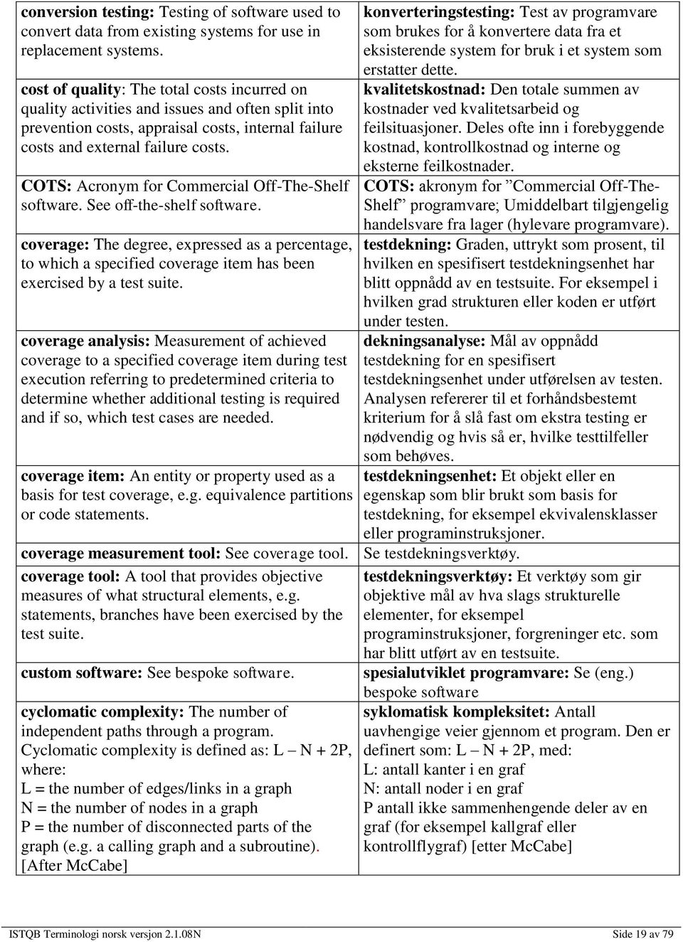 COTS: Acronym for Commercial Off-The-Shelf software. See off-the-shelf software. coverage: The degree, expressed as a percentage, to which a specified coverage item has been exercised by a test suite.