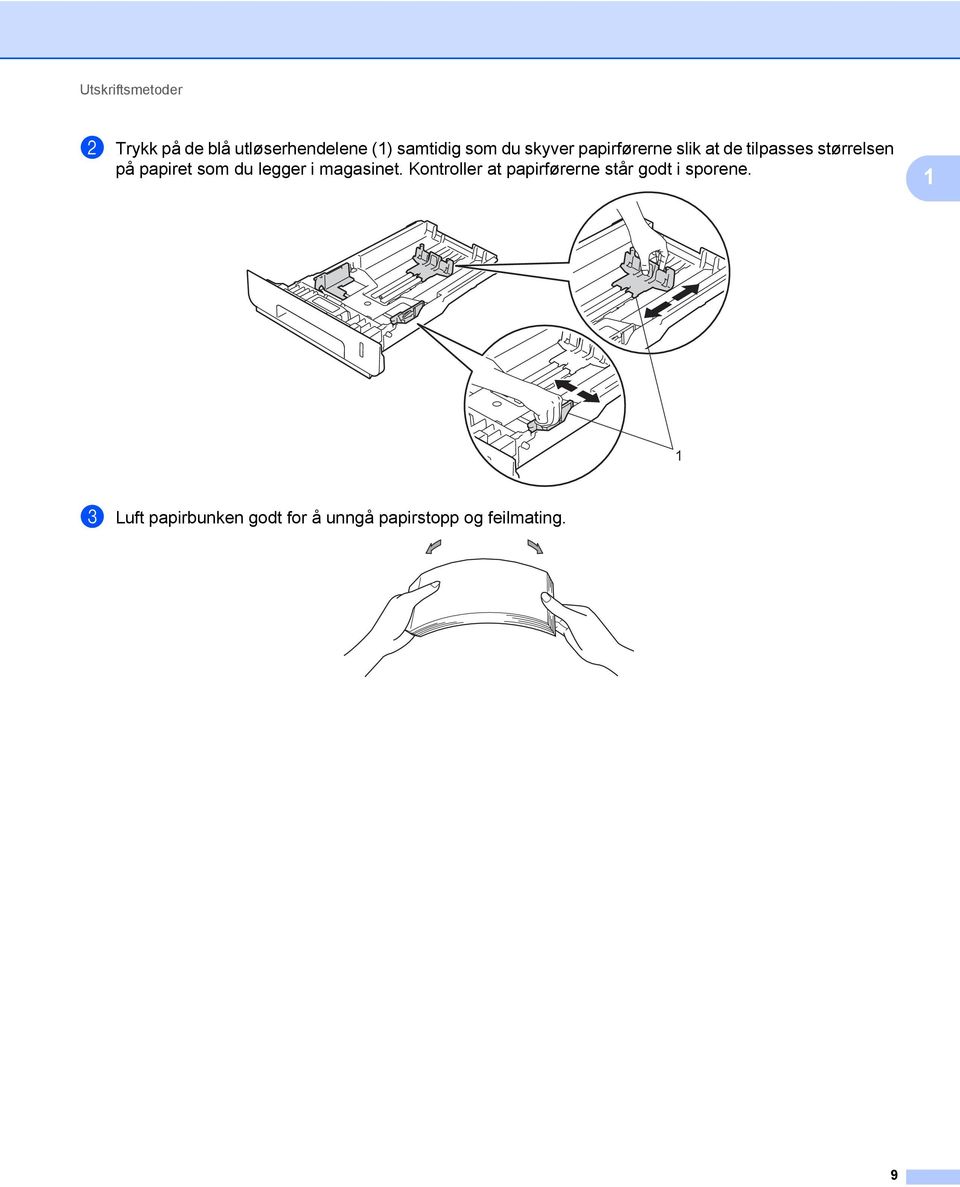 du legger i magasinet. Kontroller at papirførerne står godt i sporene.