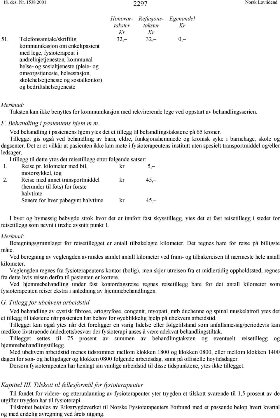 og sosialkontor) og bedriftshelsetjeneste Honorartakster Refusjonstakster Egenandel 32, 32, 0, Merknad: Taksten kan ikke benyttes for kommunikasjon med rekvirerende lege ved oppstart av