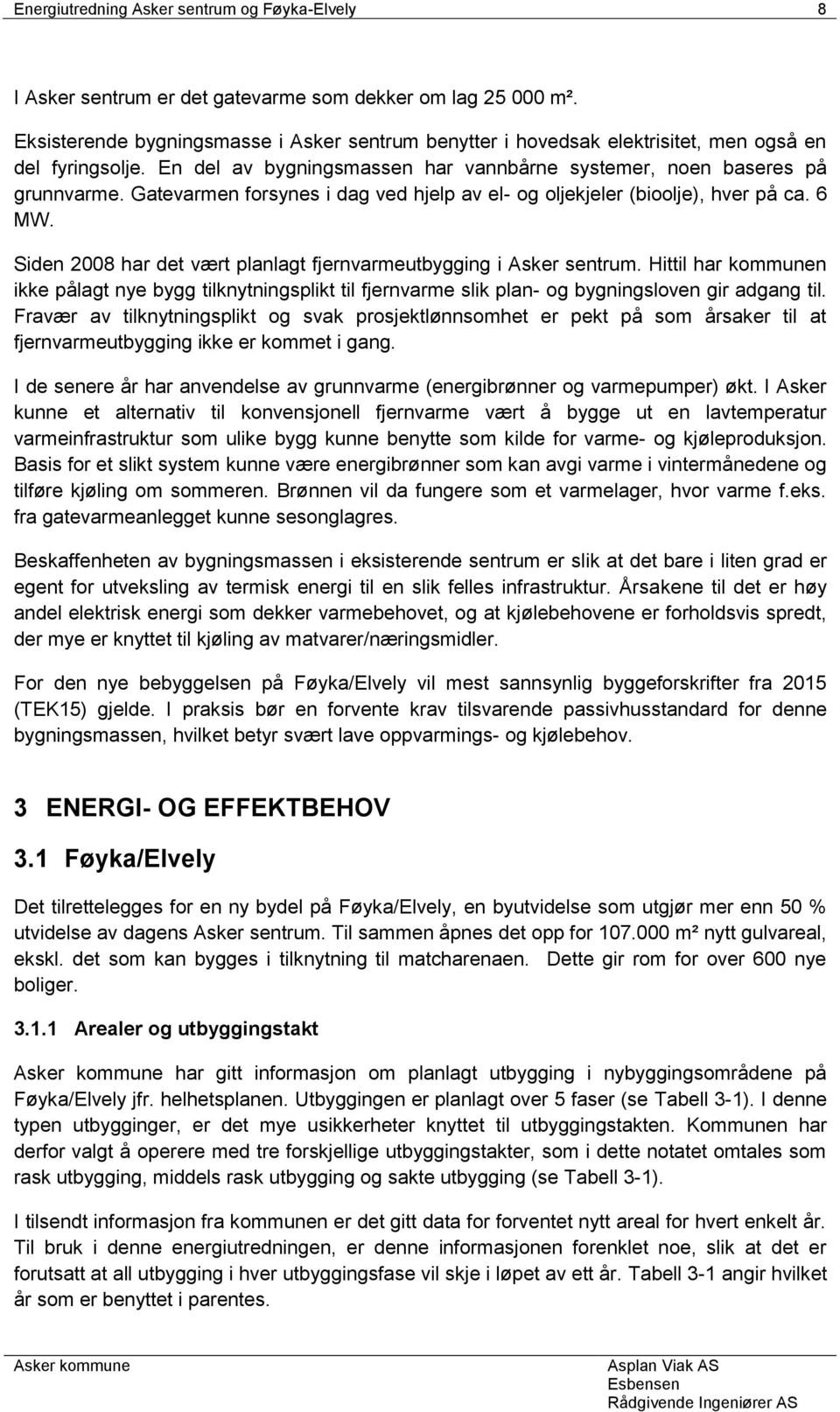 Gatevarmen forsynes i dag ved hjelp av el- og oljekjeler (bioolje), hver på ca. 6 MW. Siden 2008 har det vært planlagt fjernvarmeutbygging i Asker sentrum.