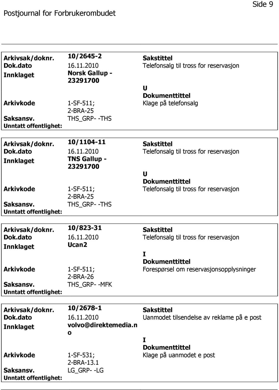 10/823-31 Sakstittel can2 Forespørsel om reservasjonsopplysninger 2-BRA-26 THS_GRP- -MFK Arkivsak/doknr.