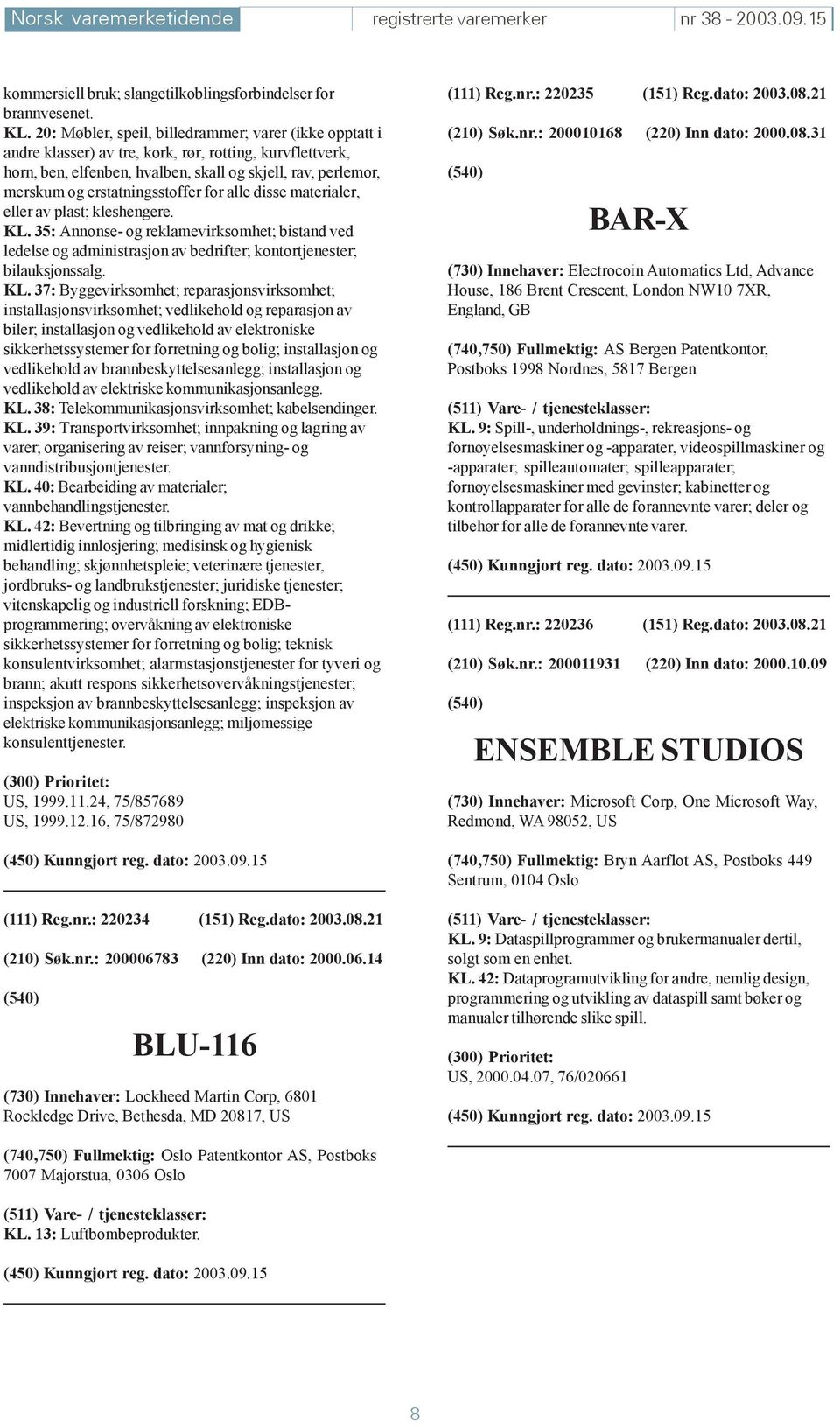 erstatningsstoffer for alle disse materialer, eller av plast; kleshengere. KL. 35: Annonse- og reklamevirksomhet; bistand ved ledelse og administrasjon av bedrifter; kontortjenester; bilauksjonssalg.