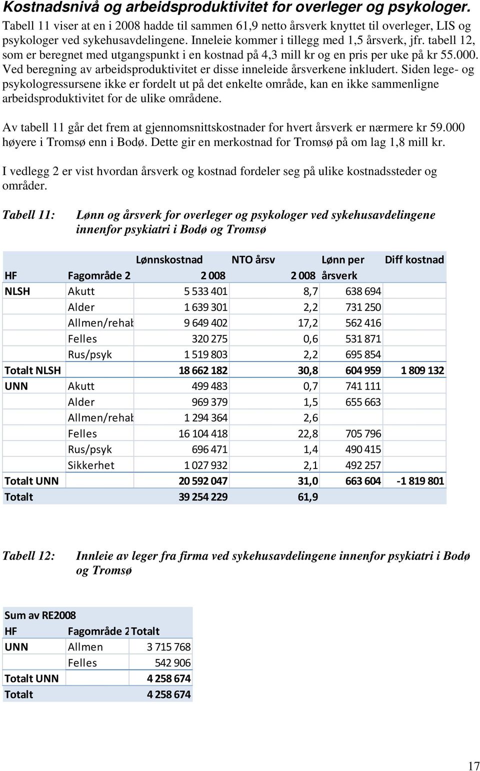 Ved beregning av arbeidsproduktivitet er disse inneleide årsverkene inkludert.