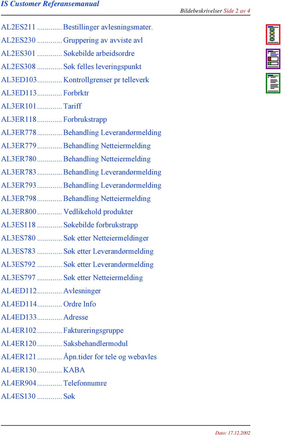 .. Behandling Netteiermelding AL3ER783... Behandling Leverandørmelding AL3ER793... Behandling Leverandørmelding AL3ER798... Behandling Netteiermelding AL3ER800... Vedlikehold produkter AL3ES118.