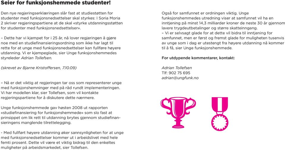 studenter med funksjonsnedsettelser».