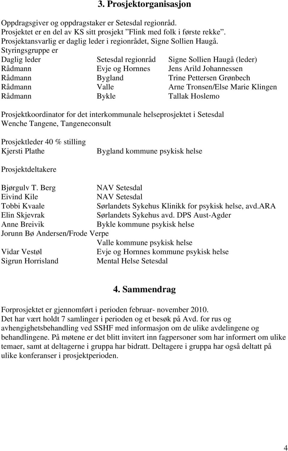 Styringsgruppe er Daglig leder Setesdal regionråd Signe Sollien Haugå (leder) Rådmann Evje og Hornnes Jens Arild Johannessen Rådmann Bygland Trine Pettersen Grønbech Rådmann Valle Arne Tronsen/Else