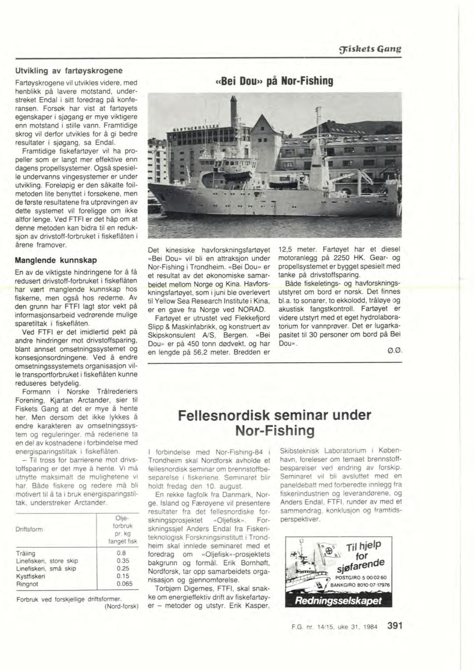 F M i fiskefarbyer vil ha propeller som er langt mer effektive enn dagens propeilsystemer. Og& spesielle undervanns vingesystemer er under uhrikling.