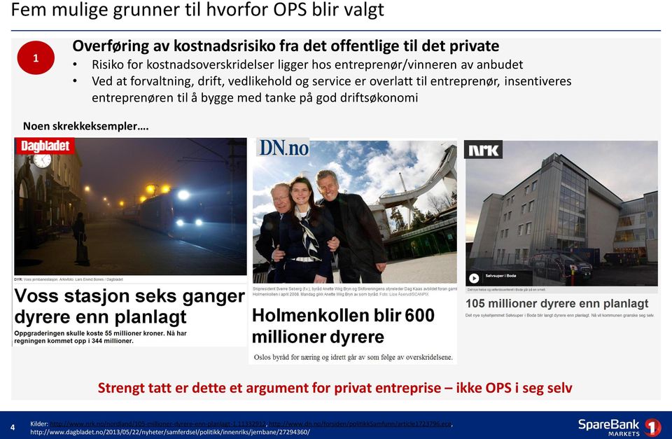 driftsøkonomi Noen skrekkeksempler. Strengt tatt er dette et argument for privat entreprise ikke OPS i seg selv 4 Kilder: http://www.nrk.