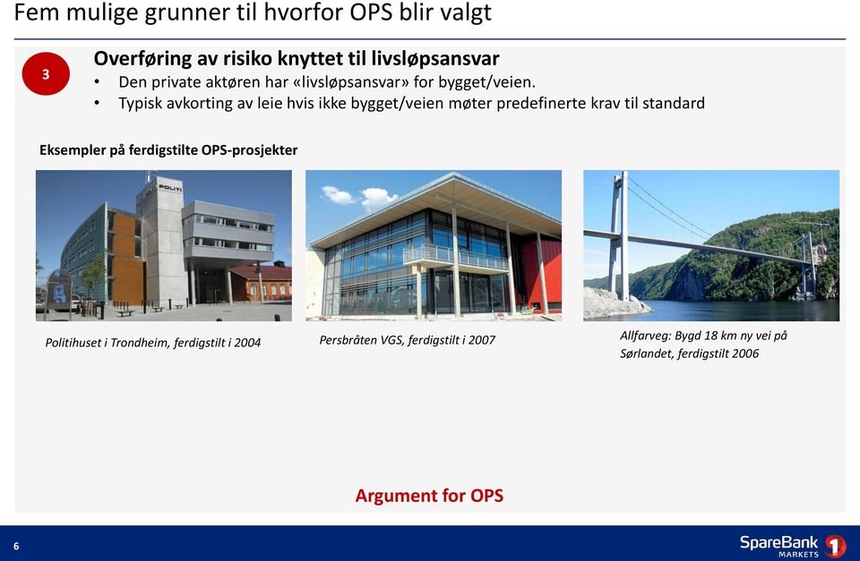 Typisk avkorting av leie hvis ikke bygget/veien møter predefinerte krav til standard Eksempler på