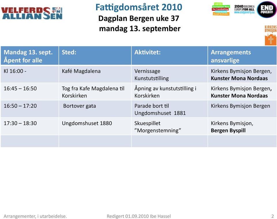 Åpent for alle Sted: Ak#vitet: Arrangements ansvarlige Kl 16:00 - Kafé Magdalena Vernissage KunstutsFlling 16:45 16:50 Tog fra