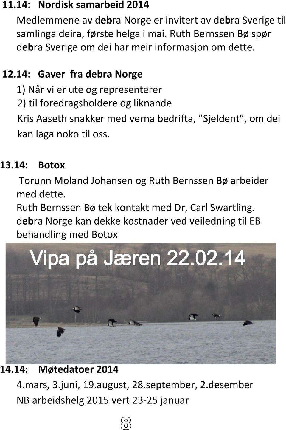 14: Gaver fra debra Norge 1) Når vi er ute og representerer 2) til foredragsholdere og liknande Kris Aaseth snakker med verna bedrifta, Sjeldent, om dei kan laga noko til