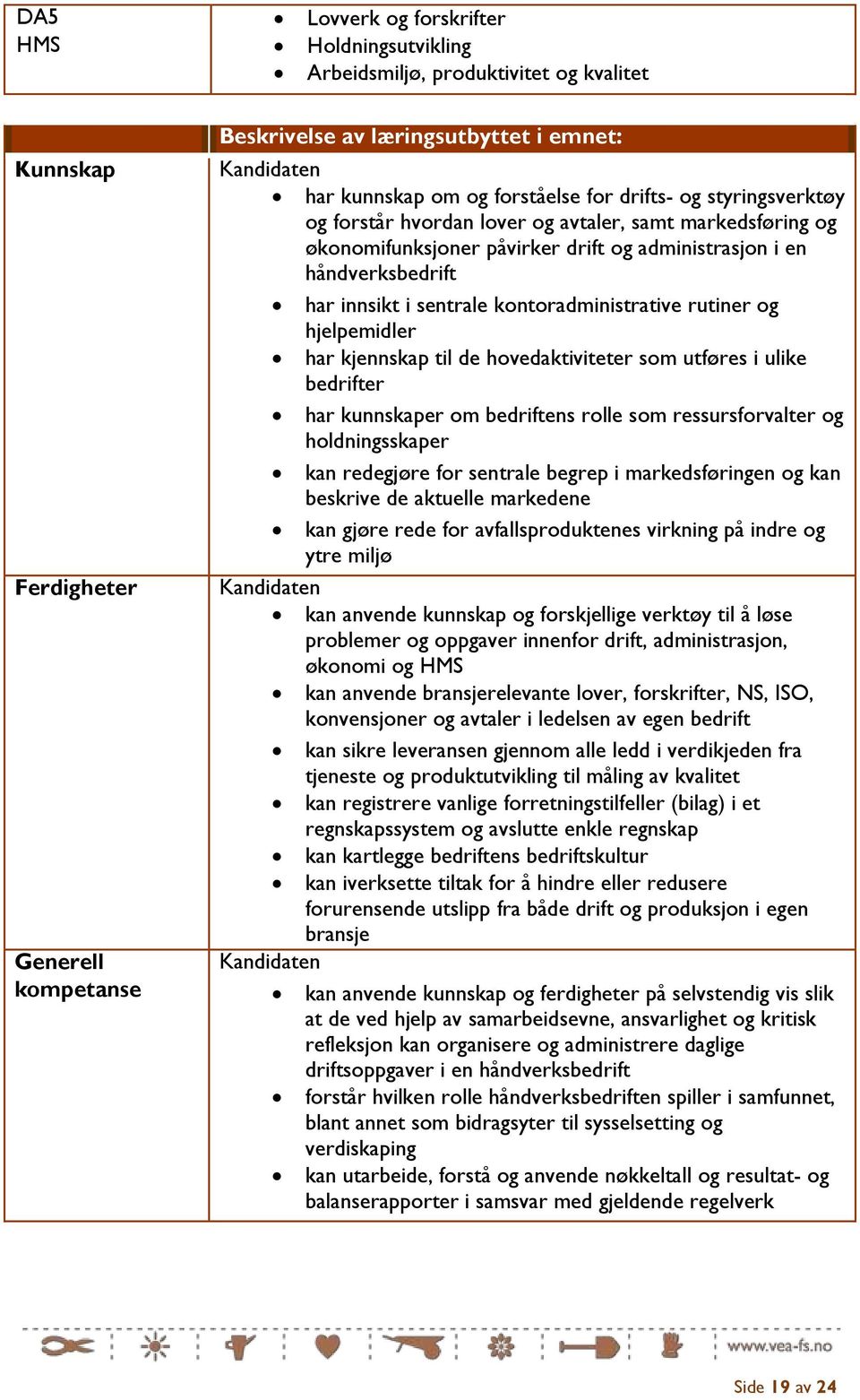 kontoradministrative rutiner og hjelpemidler har kjennskap til de hovedaktiviteter som utføres i ulike bedrifter har kunnskaper om bedriftens rolle som ressursforvalter og holdningsskaper kan