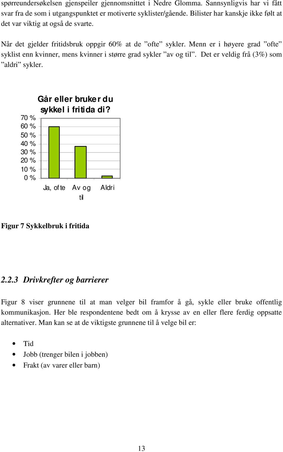 Menn er i høyere grad ofte syklist enn kvinner, mens kvinner i større grad sykler av og til. Det er veldig frå (3%) som aldri sykler.