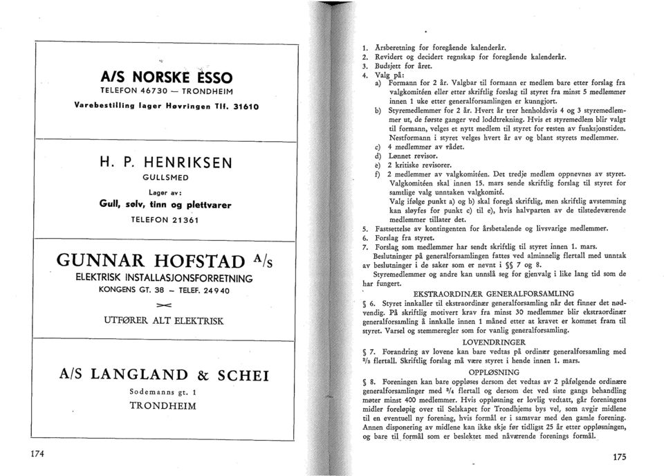 24940 UTFØRER ALT ELEKTRISK A/S LANGLAND & SCHEI Sodemanns gt. l 1. Årsberetning for foregående kalenderår. 2. Revidert og decidert regnskap for foregående kalenderår. 3. Budsjett for året. 4.