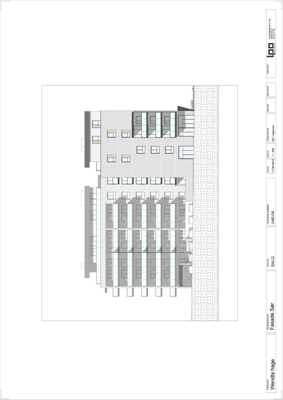 DATO: ARKITEKT: Wendts hage Fasade Sør SALG A40-04