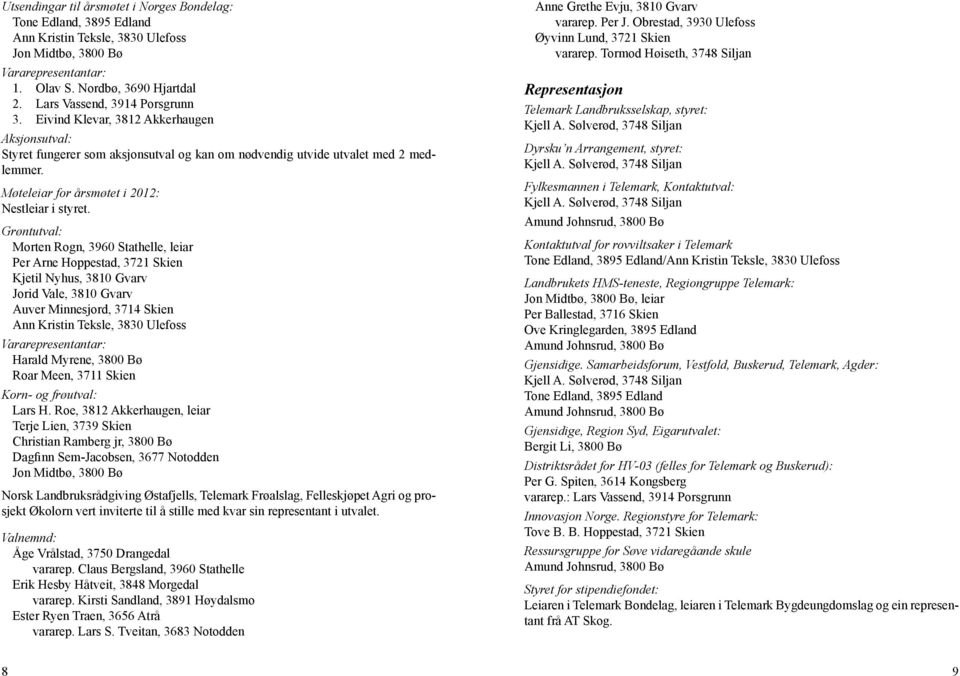 Møteleiar for årsmøtet i 2012: Nestleiar i styret.