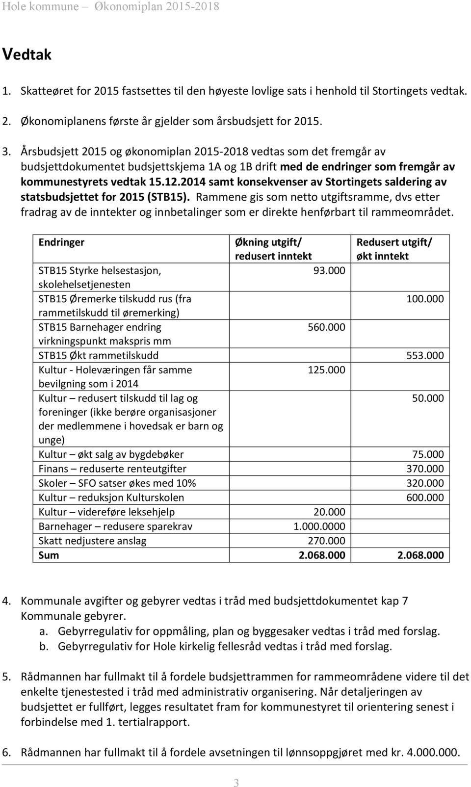 2014 samt konsekvenser av Stortingets saldering av statsbudsjettet for 2015 (STB15).