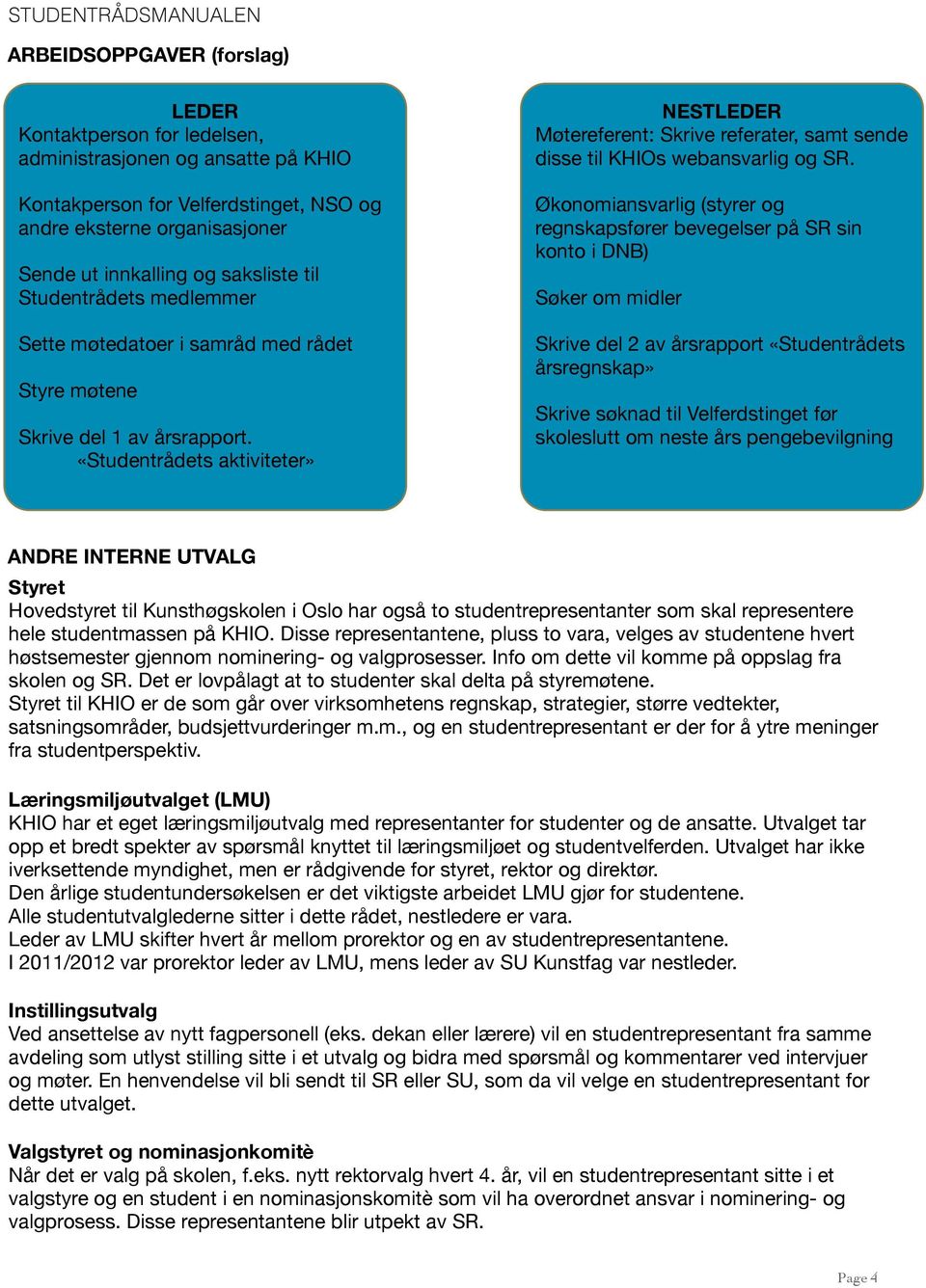 «Studentrådets aktiviteter» NESTLEDER Møtereferent: Skrive referater, samt sende disse til KHIOs webansvarlig og SR.