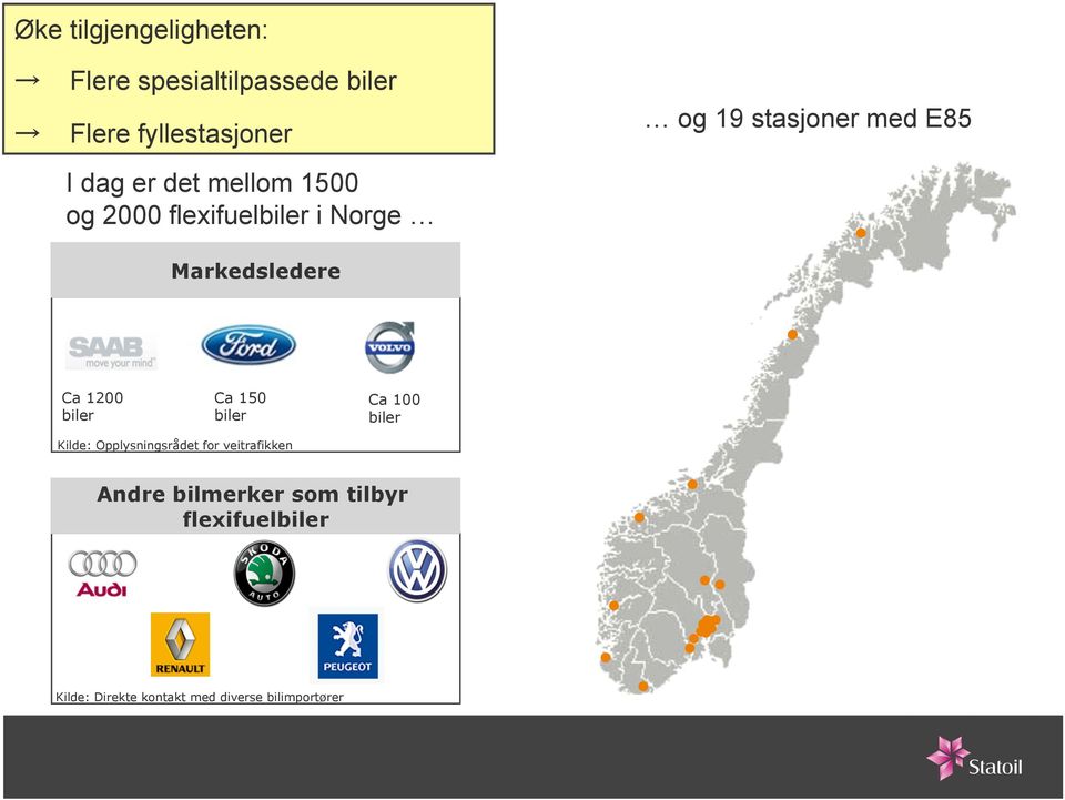 Ca 1200 biler Ca 150 biler Ca 100 biler Kilde: Opplysningsrådet for veitrafikken