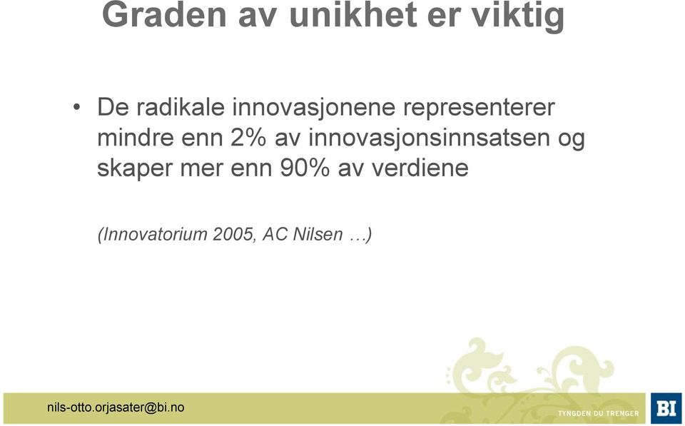 innovasjonsinnsatsen og skaper mer enn 90% av