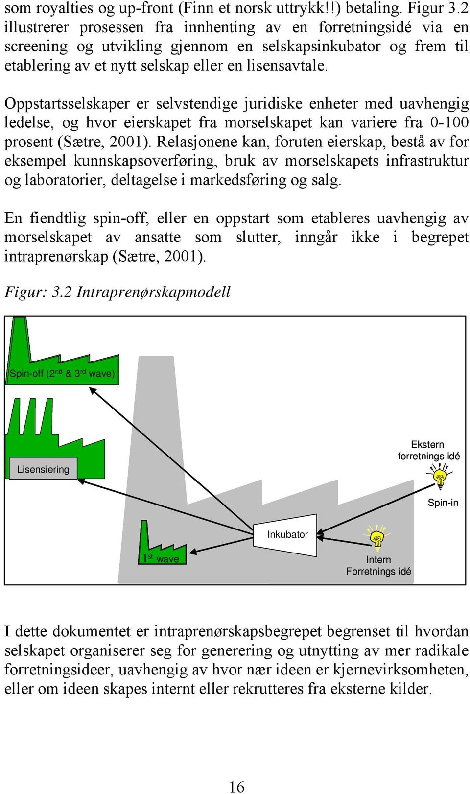 Oppstartsselskaper er selvstendige juridiske enheter med uavhengig ledelse, og hvor eierskapet fra morselskapet kan variere fra 0-100 prosent (Sætre, 2001).